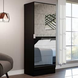 Sapateira Armário Multiúso Madesa Isis 1 Porta com Espelhos - Preto