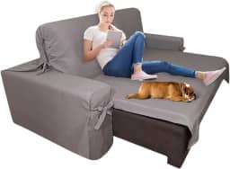 Capa p/Sofá Retrátil e Reclinável em Tecido Gorgurão - Veste Sofás de 1,96m até 2,35m Cor:Cinza