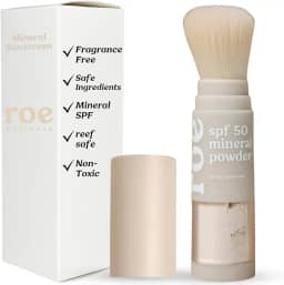 Roe Wellness - Pincel infantil FPS 50 em pó protetor solar mineral, adequado para recifes, fácil de aplicar para crianças, bebês e pais
