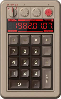 8Bitdo Teclado Numérico Mecânico Retrô De 18 Teclas, Compatível Com Pc E Modo Calculadora Padrão, Hot-Swappable, Botão Atalho, Bluetooth/2.4G/Com Fio Para Windows Android - Edição C64