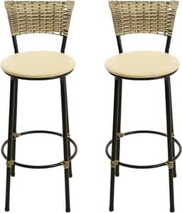 KIT 2 BANCOS BANQUETAS ALTA COZINHA BALCÃO AREA VIME JUNCO (BEGE)