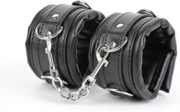 Algema com Correte em Couro Macio Acolchoada Preto 35cm x 6cm