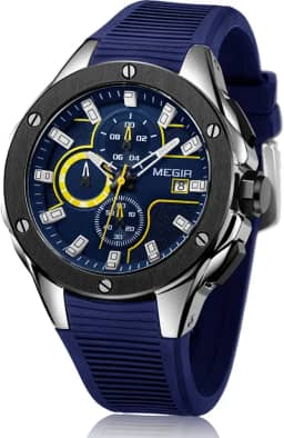 Relógios esportivos masculinos de quartzo, com cronógrafo, luminoso e função à prova d'água, pulseira de silicone