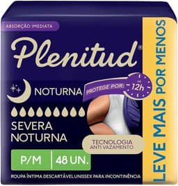 Plenitud Roupa Íntima Noturna para Incontinência P/M - 48 Un