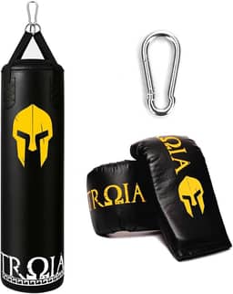 Saco De Pancada Boxe 120 Cm + Luva De Treino Bate Saco Cor Preto