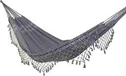 Rede de Dormir e Descanso Jeans Casal 100% Algodão Jaguaruana. (Cinza)