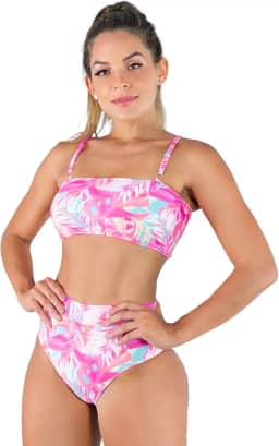 Biquini MVB Modas Top Faixa Hot Pants Cintura Alta
