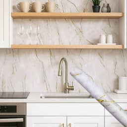 Papel de Parede Premium Mármore Texturizado 5 metros = 1 Rolo de 5m X 45cm Autoadesivo Sala, Cozinha, Banheiro