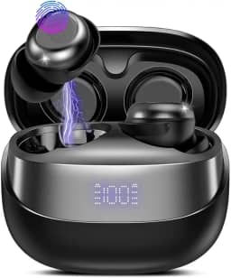 Fone de Ouvido Bluetooth 5.4 TWS c/Display Digital Sem Fio 47h Bateria Hi‑Fi Microfone e IPX7 (Preto)