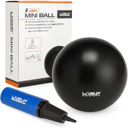 Mini Bola de Pilates, 25cm de Diâmetro, com Bomba de Ar de Dupla Ação, Preto