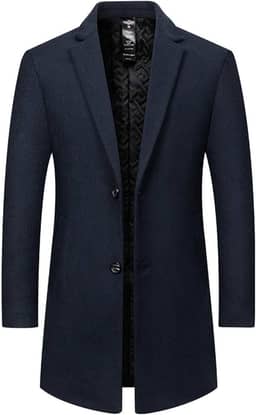 Blazer masculino masculino com gola alta forrado com lã de ovelha para trabalho modesto, longo, básico, inverno, outono, 2025