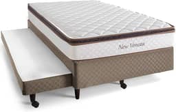 Cama Box Solteiro Herval New Veneza, 54x88x188 cm, Molas Bonnel com Colchão Auxiliar