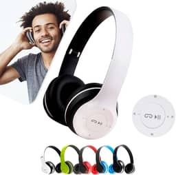 Fone de Ouvido Bluetooth Headphone P47 Sem Fio Wireless Micro Sd 5.0 Dobrável Com Microfone Regulável Para Corrida Academia Escritório Caminhada Reunião Linha Premium (Branco)