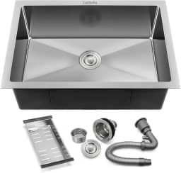 LarSofia Cuba Inox para Cozinha, Aço Inox 304 Escovado, 60x45cm, Quadrada com Acessórios Completos,Montagem Subencosto (Embutida), Resistente a Riscos e Fácil de Limpar