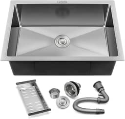 LarSofia Cuba Inox para Cozinha, Aço Inox 304 Escovado, 60x45cm, Quadrada com Acessórios Completos,Montagem Subencosto (Embutida), Resistente a Riscos e Fácil de Limpar