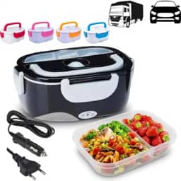 Marmita Elétrica Portátil 1,5L com Aquecimento Rápido BiVolt – 4 Voltagens (110V/220V/12V/24V) para Casa, Carro e Caminhão – Recipiente com Divisórias