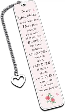 Presentes de filha da mãe - para minha filha, presentes de aniversário de 16, 18, 21 anos, marcador de livro inspirador, enfeites de natal para meninas adolescentes, filhas adultas, presentes de