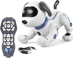Cão Robô | Cães-robôs que agem como verda- Robôs dança interativos e inteligentes programáveis para crianças 5 anos ou mais, cachorro brinquedo RC com olhos LED Fenlan