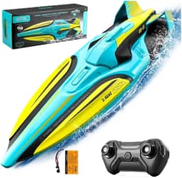 Lancha Barco Controle Remoto Fire Dragon 2 Motores 30km/h 2,4GHZ Alta Velocidade à Prova d'água Motor Duplo com Luzes LED Brincar a Noite (VERDE/AMARELO)