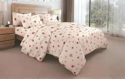 Jogo de Lençol de Cama Casal Queen, 4 Peças, 100% Algodão, 2500 Fios, Estampado Importado (Bege Flores)