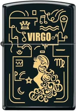 Zippo Isqueiro - Isqueiro Virgem Zodíaco Preto Fosco à Prova de Vento #Z5309