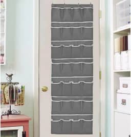 Sapateira Vertical Organizadora De Sapatos Porta Tênis Multiuso 28 Divisórias 14 Pares Estante Prateleira Pendurar Calçados (Cinza)