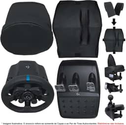 Qualicapas Kit de Capas Protetoras para Volante, Base e Pedais G29 G920 G923 + Capa para Câmbio Driving Force Shifter Simulador Gamer Logitech