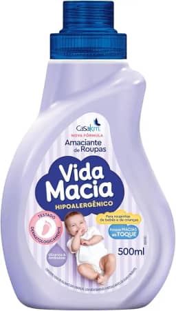 Amaciante de Roupa Infantil Bebê Vida Macia Casa Km (500 Ml, Glicerina & Amêndoas)