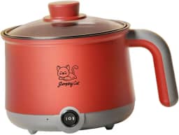 ＫＬＫＣＭＳ Cozinheiro elétrico de 1,8L para ramen e macarrão, panela multiuso ideal para aveia e bife, Cinza Vermelho