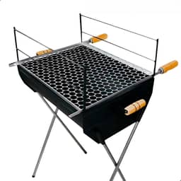 Churrasqueira A Carvão Com Grelha Inclusa 96cm Aço Reforçado Para Espetinho Grande E Grelha Zincada