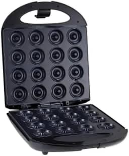 Máquina de Fazer Donuts, 16 Cavidades, Antiaderente, 110V, 27x33x9cm, Preta