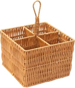 Mimo Style Cesto Porta Talher e Organizador, Possui 4 Compartimentos Produzidos em Fibra Natural, Funcional Para Armazenar Talheres e Utensílios Domésticos. Decore Seu Ambiente Com um Toque Rústico