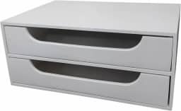 Organizador 2 Gavetas Branco Folha Sulfite A4 Base para Monitor Suporte de Monitor