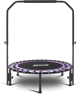 NEWAN newan Mini trampolim silencioso de 40 "com barra de alça ajustável trampolim de fitness bungee rebounder jumping cardio trainer treino para adultos - limite máximo de 330 libras