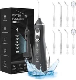 Irrigador Oral Premium Limpeza Profunda Jato D àgua Supersônico 5 Modos Limpador de Dentes Sem Fio Limpeza Profunda Dental e Gengiva Portátil Sem Fio Recarregável Tanque 300ml