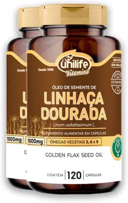 Kit 2 Óleo de Semente de Linhaça Dourada Unilife 1000mg 120 Cápsulas