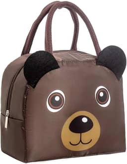 Bolsa Térmica Infantil Fitness Viagem Animais 3D Menina Menino Impermeável Escolar Marmita Com Alça (Urso Fofo Marrom)