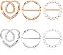 6 anéis de cachecol, clipes de camisa para roupas femininas, clipe de anel ajustável, anéis de cachecol da moda, anéis e slides, clipes de gravata de camisa para roupas soltas, blusas e vestidos