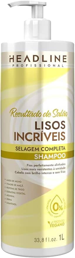 Shampoo Lisos Incríveis - Sela e Alinha os Fios - HEADLINE Resultado de Salão - 1L