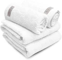 Jogo de Banho 4 Peças Romance Dohler Aveludada 100% Algodão Toalha Fio Penteado Coração Borboleta (Branco)