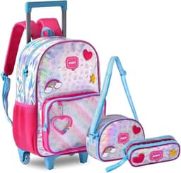Mochila Infantil com Rodinha, Clio, Happy, G, Estojo e Lancheira