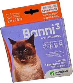 Antipulgas Ourofino Banni 3 para Gatos de 2,6 a 7,5 Kg - 3 pipetas