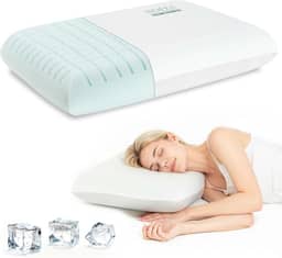 Travesseiro padrão premium, almofada de resfriamento respirável com sensação de gelo com suporte ventilado para enchimento de esponja, travesseiro de espuma viscoelástica estilo travesseiro de