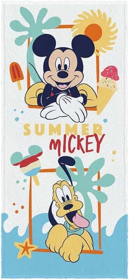 Toalha Felpuda de Banho Estampada Mickey 60 cm x 1,20 m Com 1 peça