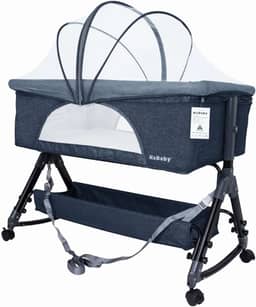 Berço Portátil Moises Co-bed Até 15kg C/Balanço Mosquiteiro e Cesto Luna Azul - KaBaby