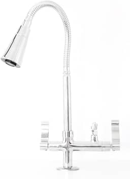 Torneira Flexível de Mesa Cozinha Saída para Purificador 1/4 de Volta Tubo Cromado Dois Jatos Samer