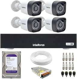 Kit 4 Câmeras Segurança Full HD DVR Intelbras 4 Canais Com HD Completo
