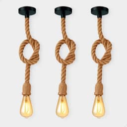 Kit Pendente Corda Retro com Estilo Vintage Rústico 1 Metro E27 com Lâmpada Filamento Âmbar ST64 (3)
