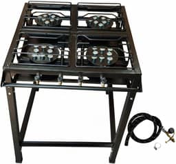 Fogão Industrial 4 Bocas Preto – Alta Pressão, Acompanha Mangueira e Registro! Semi Industrial