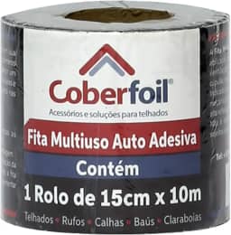 Manta Fita Asfáltica Adesiva Multiuso Metalizada 15cmx10m Auto Colante Vedação para Telhados Calhas Rufos Alta Resistência e Durabilidade Vazamentos Vedação Refletiva Aluminizada